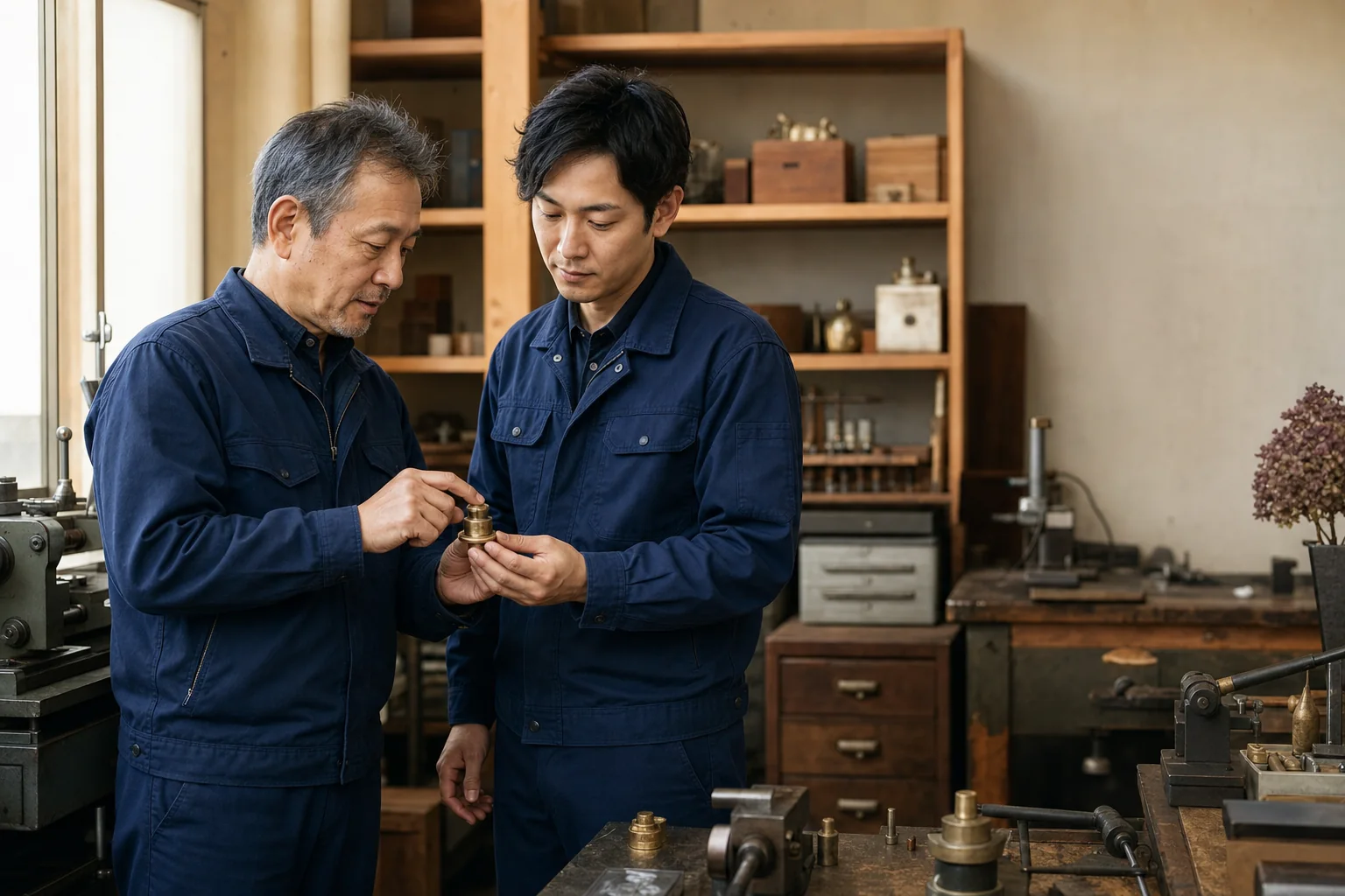 甲府のものづくり企業で技術承継について話すイメージ